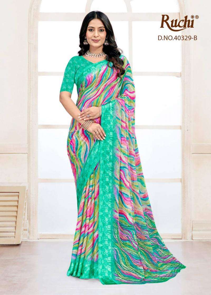 RED VELVET VOL-71 SERIES 40329 SAREE BY RUCHI DESIGNER SATIN WEAVED BORDERED CHIFFONE SAREES ARE AVAILABLE AT WHOLESALE PRICE