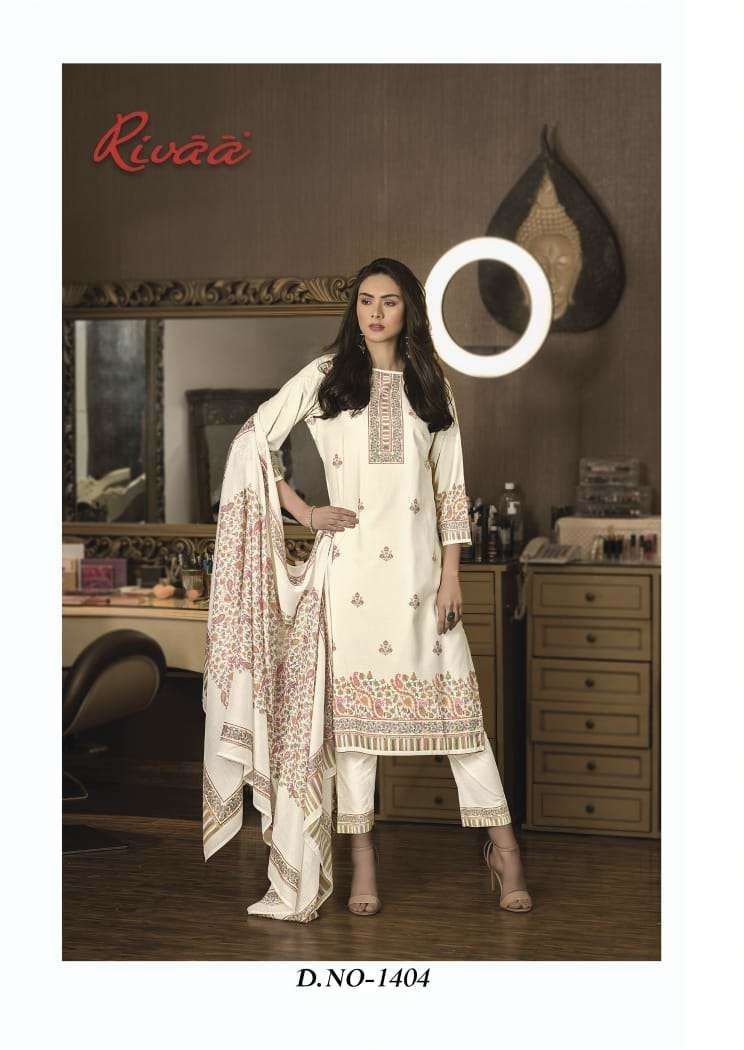 SANA SERIES 1401 TO 1407 BY RIVAA DESIGNER DIGITAL PRINTED COTTON SUITS ARE AVAILABLE AT WHOLESALE PRICE