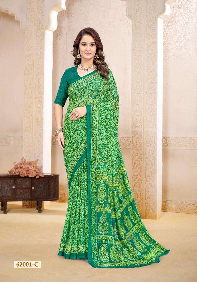 STAR CHIFFON VOL-234 SAREE BY 62001 TO 62003 SAREE BY RUCHI DESIGNER PRINTED CHIFFONE SAREES ARE AVAILABLE AT WHOLESALE PRICE