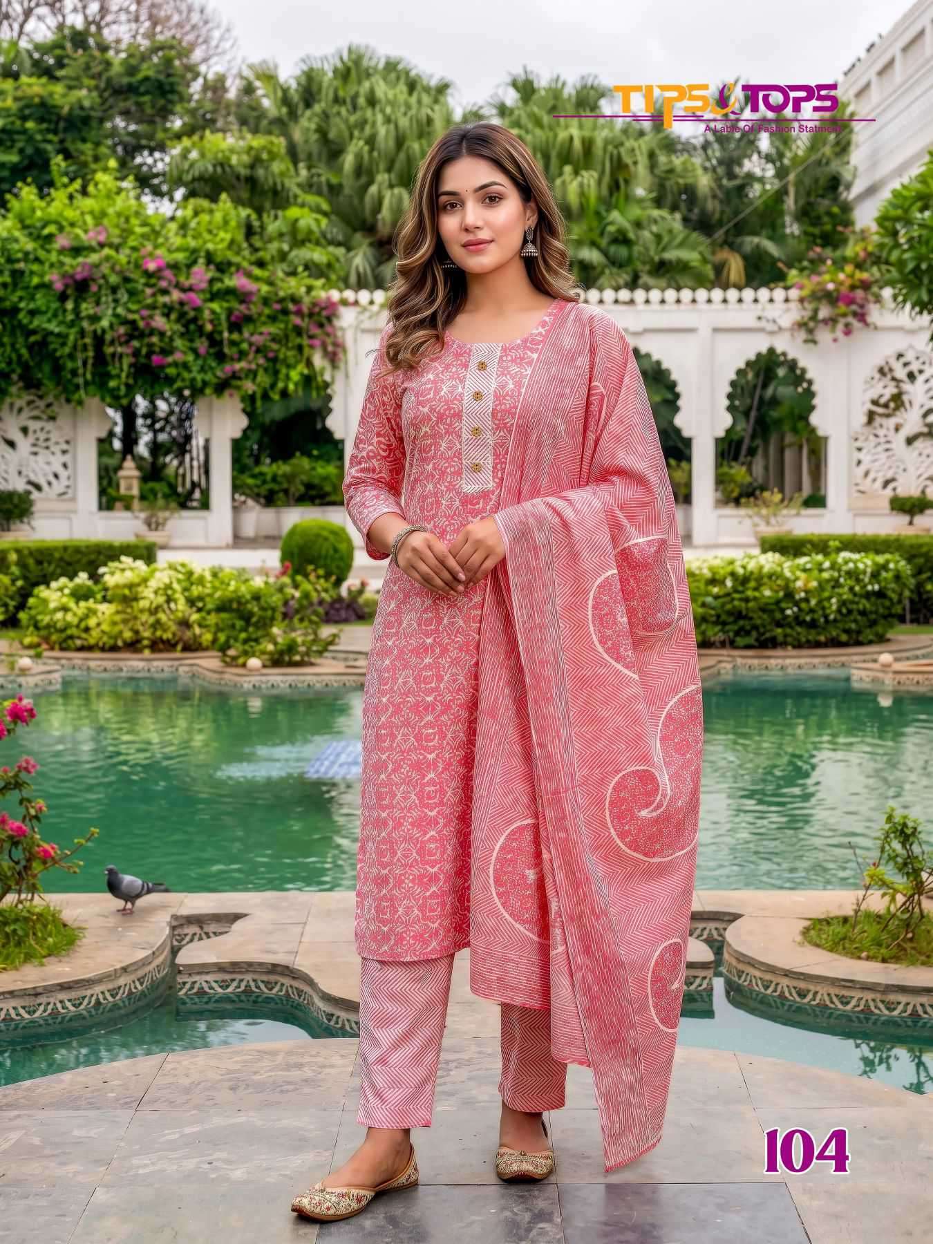 SUMMER FASHION VOL-12 SERIES 101 TO 106 BY TIPS & TOPS DESIGNER WITH PRINTED COTTON KURTI WITH PANT AND DUPATTA ARE AVAILABLE AT WHOLESALE PRIC