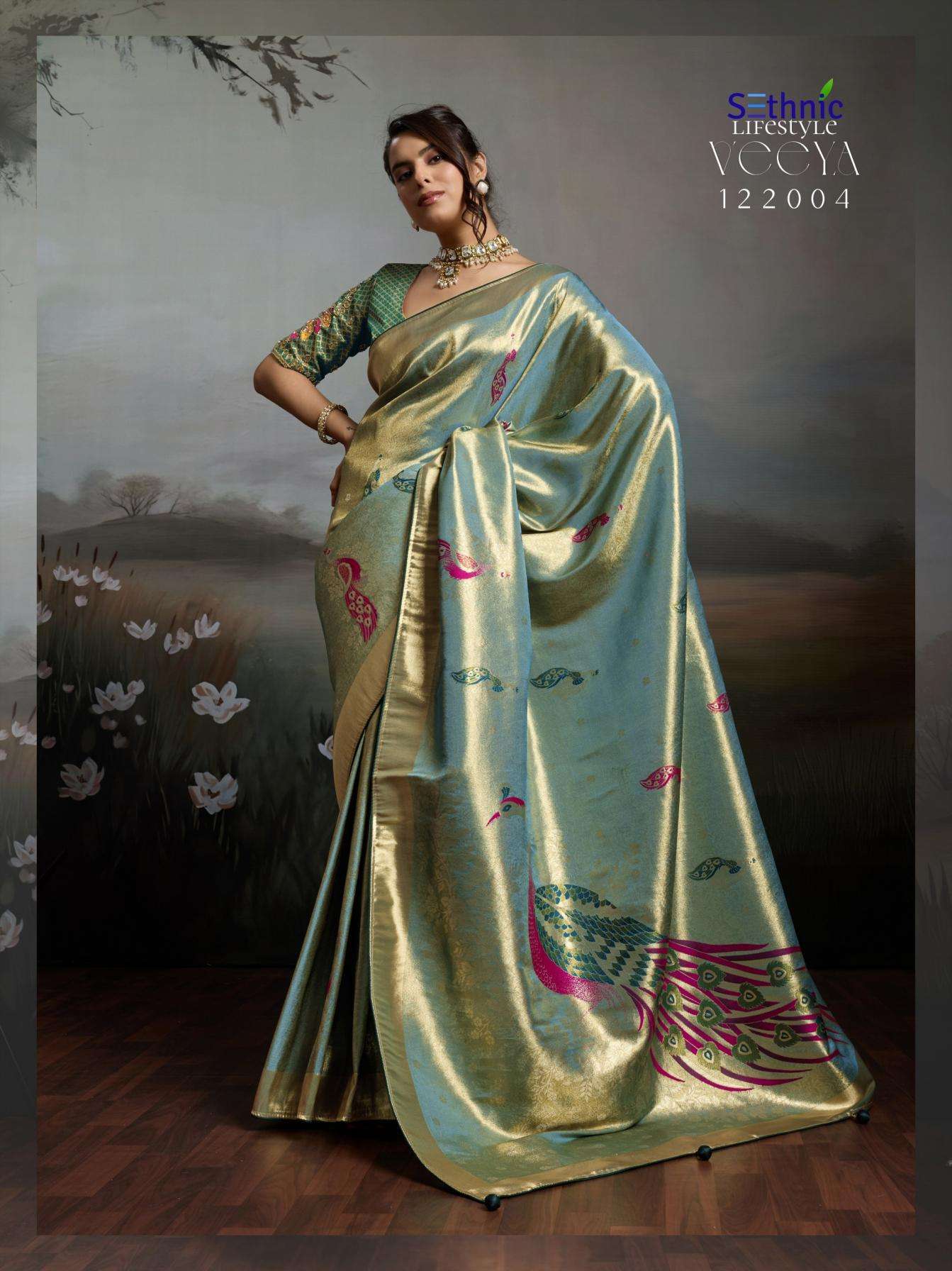 VEEYA SERIES 122001 TO 122006 SAREE BY SETHNIC DESIGNER BANARASI JACQUARD SAREES ARE AVAILABLE AT WHOLESALE PRICE