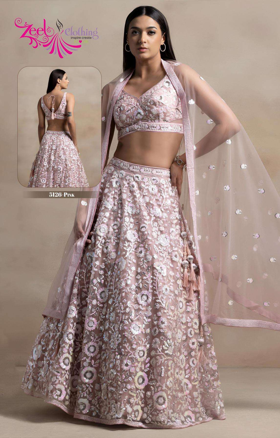 ZEEL VOL-35 SERIES 5126 DESIGNER SEQUENCE AND EMBROIDERY WORK PARTY WEAR NET LEHENGA ARE AVAILABLE AT WHOLESALE PRICE
