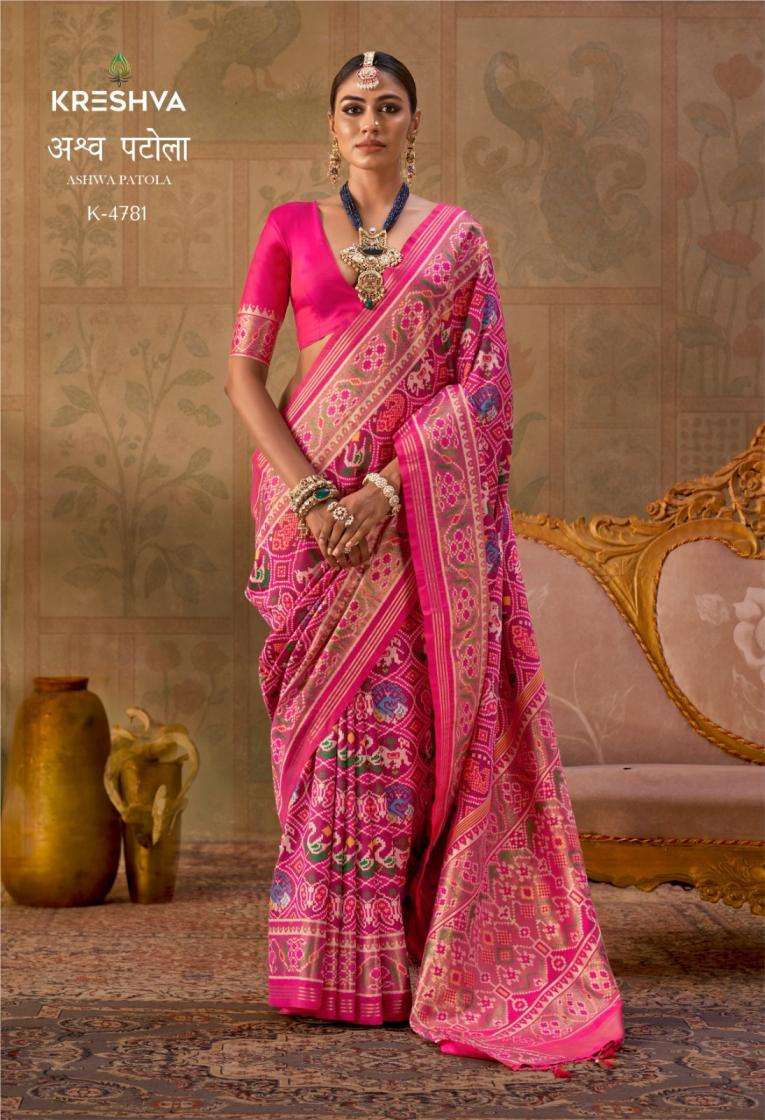 ASHWA PATOLA SERIES 4777 TO 4783 SAREE BY KRESHVA DESIGNER SILK SAREES ARE AVAILABLE AT WHOLESALE PRICE