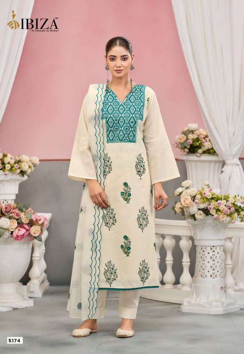 ENROOT SERIES 5171 TO 5174 BY IBIZA DESIGNER BRUSH HAND PRINT AND EMBROIDERY WORK COTTON SUITS ARE AVAILABLE AT WHOLESALE PRICE