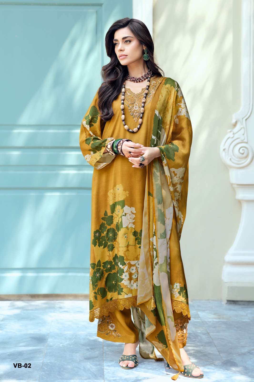 GOOD VIBES SERIES 01 TO 05 BY VARSHA DESIGNER DIGITAL PRINTED AND THREAD HAND WORK VISCOSE MUSLIN SUITS ARE AVAILABLE AT WHOLESALE PRICE