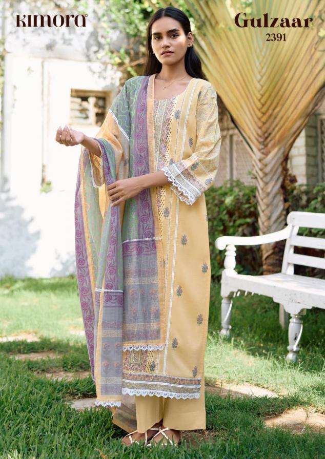 GULZAAR SERIES 2391 TO 2394 BY KIMORA DESIGNER DIGITAL PRINTED AND RESHAM EMBROIDERY WORK LAWN COTTON SUITS ARE AVAILABLE AT WHOLESALE PRICE