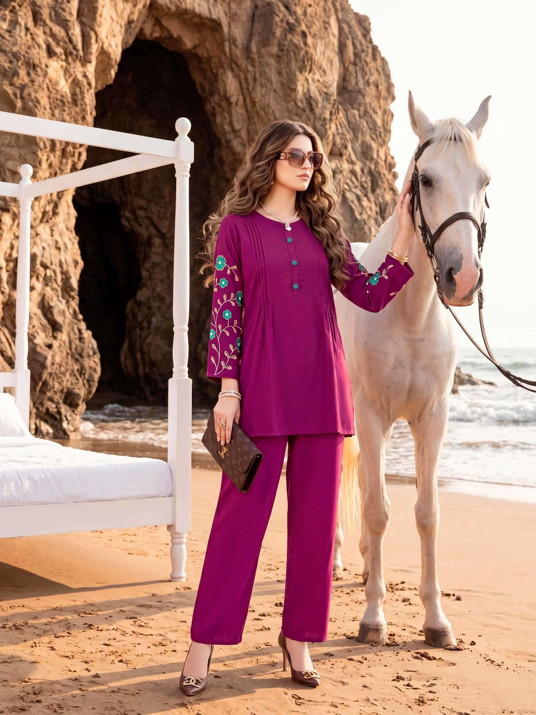 HONEY VOL-2 SERIES 201 TO 206 BY TIPS & TOPS DESIGNER EMBROIDERY WORK RAYON CO ORD SETS ARE AVAILABLE AT WHOLESALE PRICE