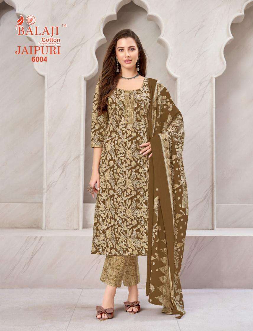 JAIPURI VOL-6 SERIES 6001 TO 6008 BY BALAJI COTTON DESIGNER WITH PRINTED COTTON READYMADE SUITS ARE AVAILABLE AT WHOLESALE PRICE