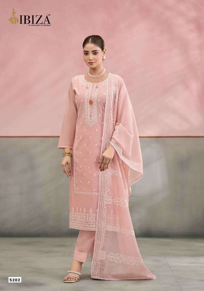 JOREE SERIES 5201 TO 5204 BY IBIZA DESIGNER LASER CUT WORK MUL MUL COTTON SUITS ARE AVAILABLE AT WHOLESALE PRICE 