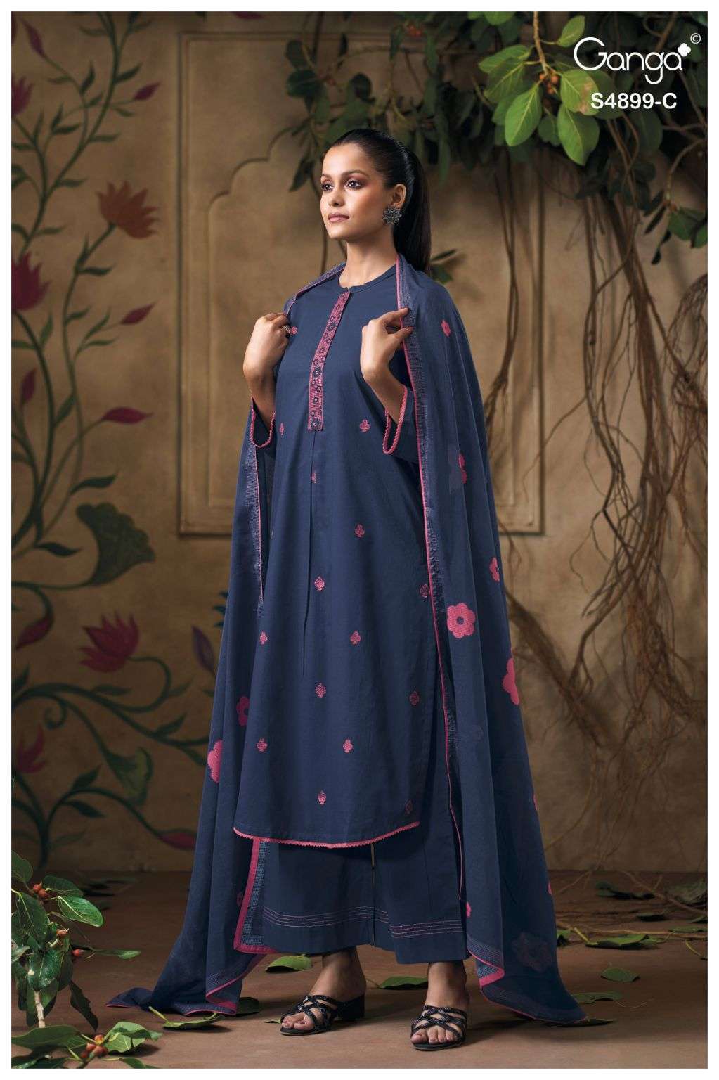 JULIERA SERIES 4899 BY GANGA DESIGNER PRINTED AND EMBROIDERY WORK COTTON SUITS ARE AVAILABLE AT WHOLESALE PRICE