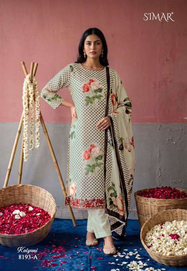 KALYANI SERIES 8193 BY SIMAR DESIGNER EMBROIDERY AND HAND WORK MUL SUITS ARE AVAILABLE AT WHOLESALE PRICE