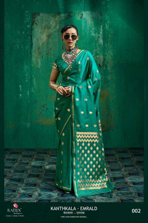 KANTHKALA EMRALD SERIES 01 TO 06 BY RAJTEX DESIGNER SATIN HANDLOOM WEAVING SILK SAREE ARE AVAILABLE AT WHOLESALE PRICE