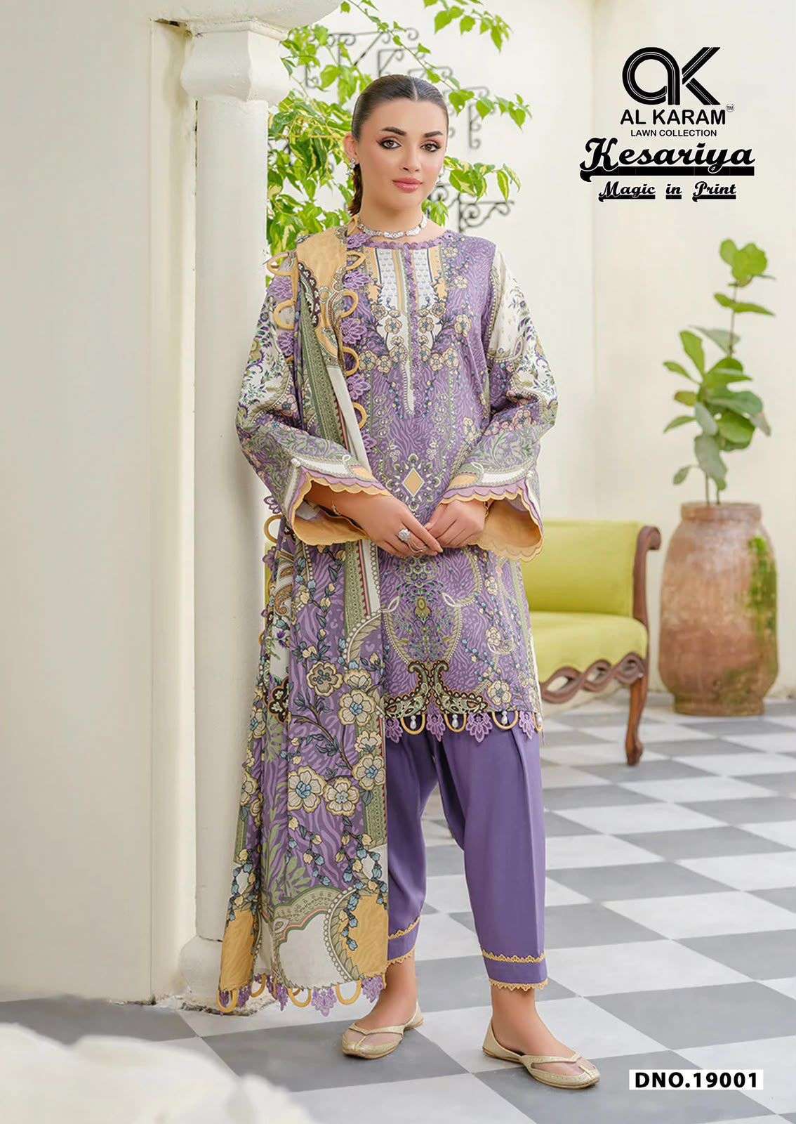 KESARIYA VOL-19 SERIES 19001 TO 19006 BY AL KARAM DESIGNER PRINTED AND WORK CAMBRIC SUITS ARE AVAILABLE AT WHOLESALE PRICE