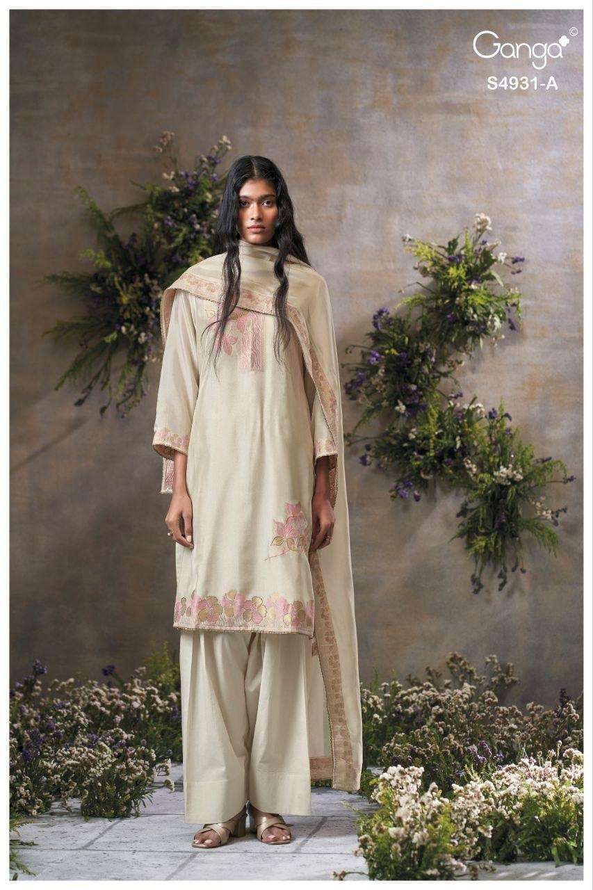 KRITVYA SERIES 4931 BY GANGA DESIGNER HAND EMBROIDERY WORK VISCOSE WOVEN SILK SUITS ARE AVAILABLE AT WHOLESALE PRICE