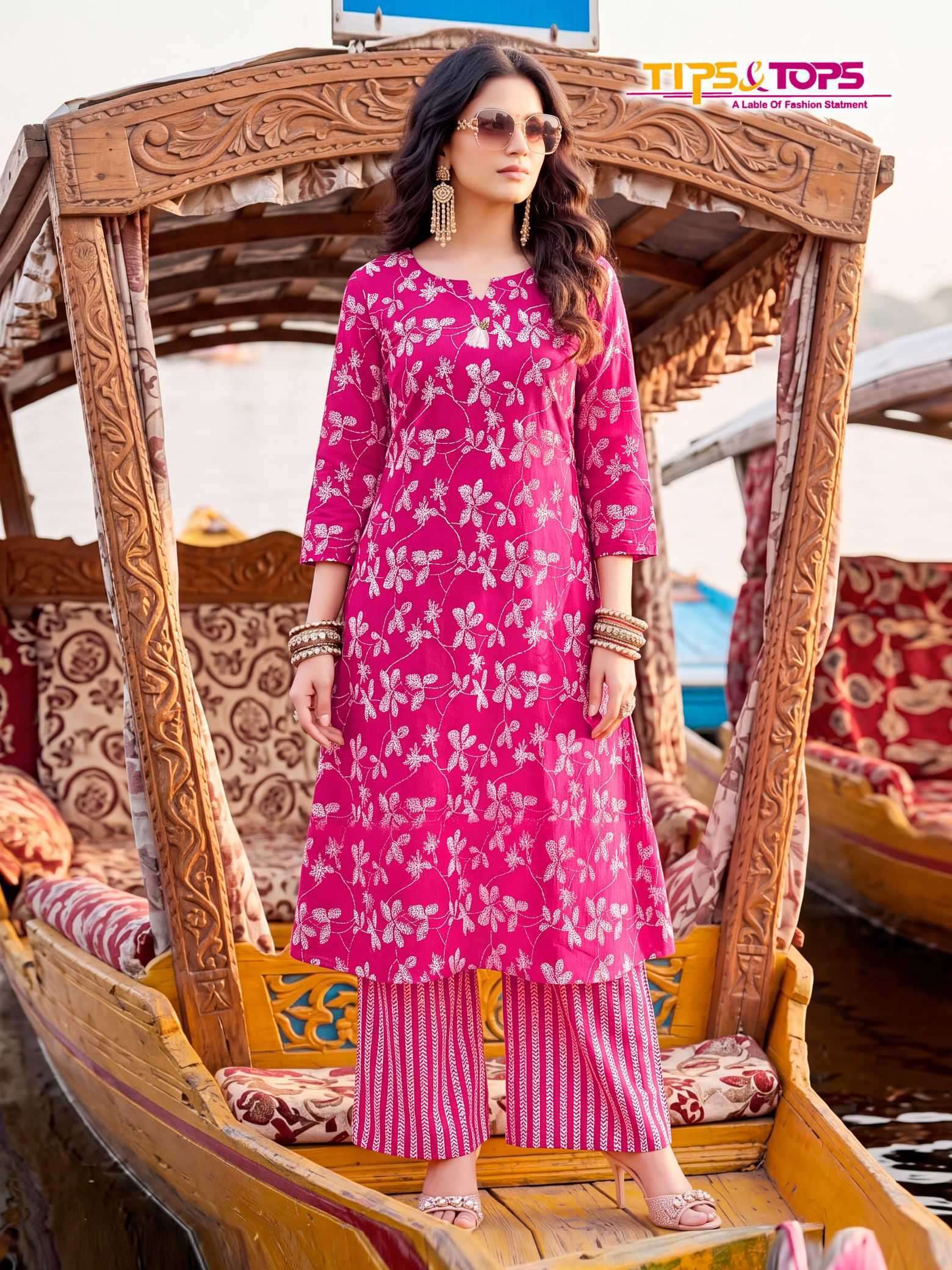 MANNAT SERIES 101 TO 106 BY TIPS & TOPS DESIGNER PRINTED RAYON KURTI WITH PLAZZO ARE AVAILABLE AT WHOLESALE PRICE 