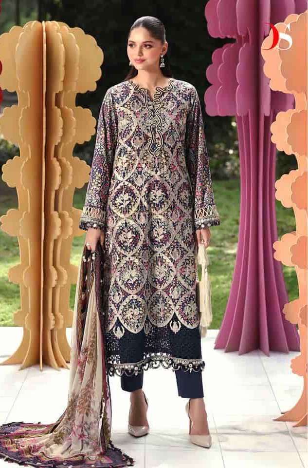 MARIA B M PRINT VOL-7 SERIES 2081 TO 2088 BY DEEPSY DESIGNER PRINTED AND PATCH EMBROIDERY WORK COTTON SUITS ARE AVAILABLE AT WHOLESALE PRICE