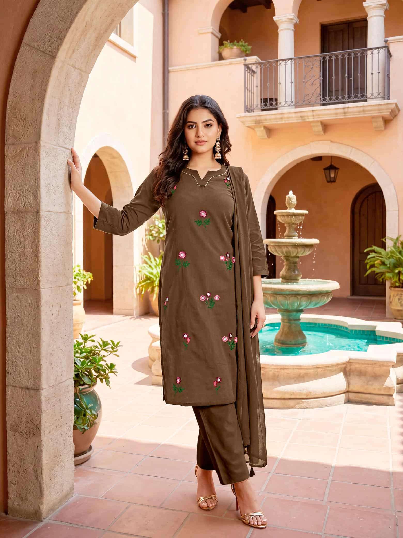 MILLIE VOL-3 SERIES 101 TO 105 BY OSSM DESIGNER EMBROIDERY AND HAND WORK COTTON KURTI WITH BOTTOM AND DUPATTA ARE AVAILABLE AT WHOLESALE PRICE