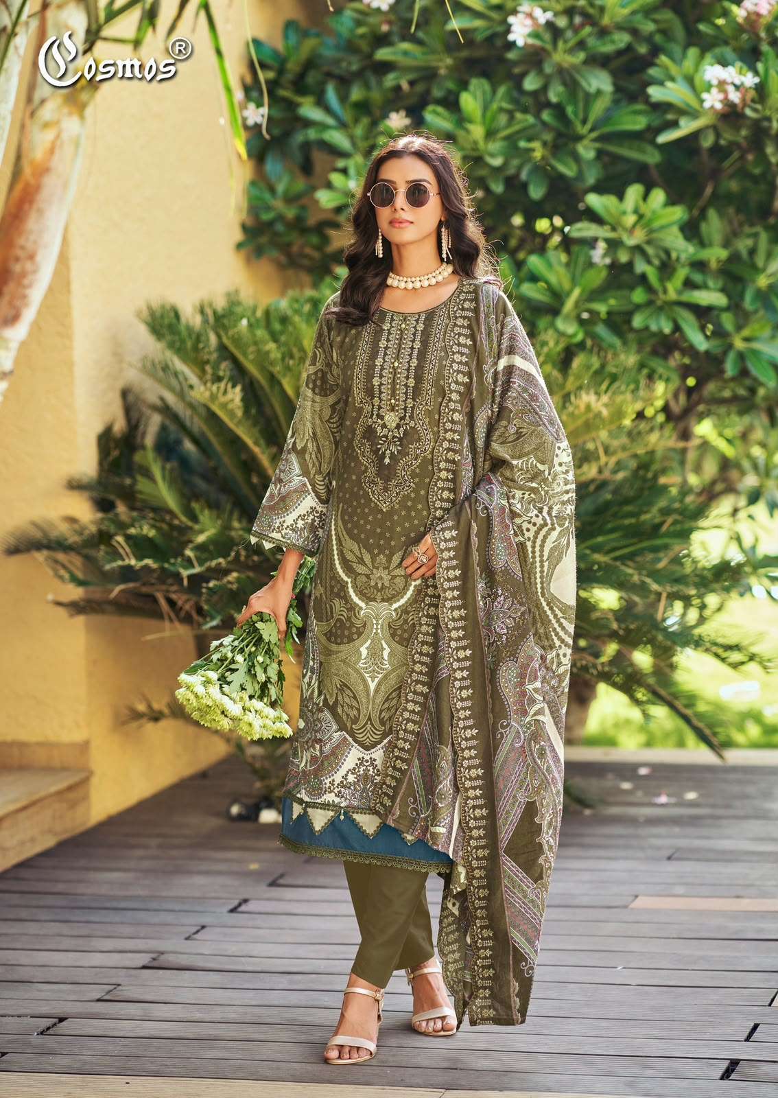 NEEDLE WONDER VOL-5 SERIES 5001 TO 5008 BY COSMOS DESIGNER PRINTED AND PATCH WORK LAWN COTTON SUITS ARE AVAILABLE AT WHOLESALE PRICE