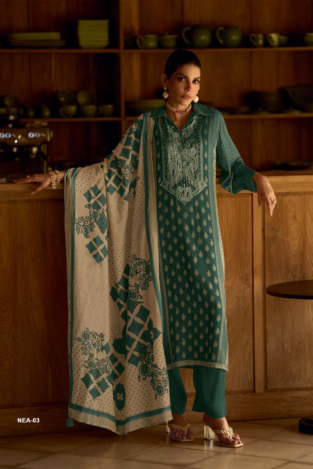 NOOR E ANDAZ SERIES 01 TO 04 BY VARSHA DESIGNER DIGITAL PRINTED AND EMBROIDERY WORK MUSLIN SUITS ARE AVAILABLE AT WHOLESALE PRICE