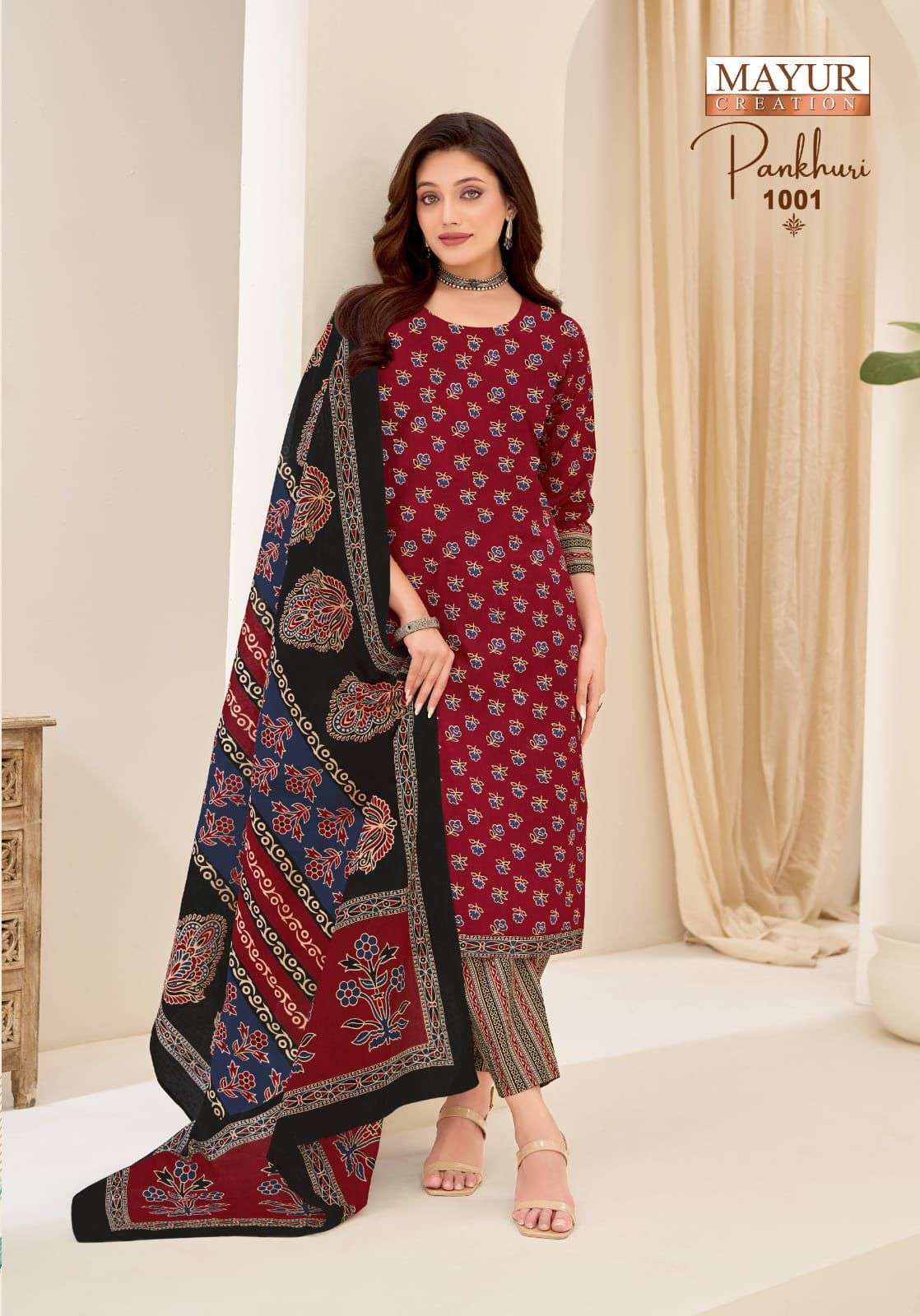 PANKHURI VOL-1 SERIES 1001 TO 1010 BY MAYUR DESIGNER PRINTED COTTON SUITS ARE AVAILABLE AT WHOLESALE PRICE