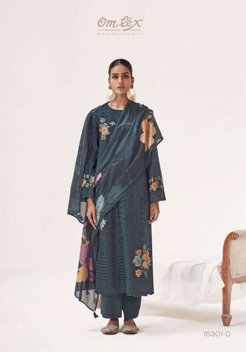 PHULWARI SERIES 15301 BY OMTEX DESIGNER EMBROIDERY WORK LAWN COTTON SUITS ARE AVAILABLE AT WHOLESALE PRICE 