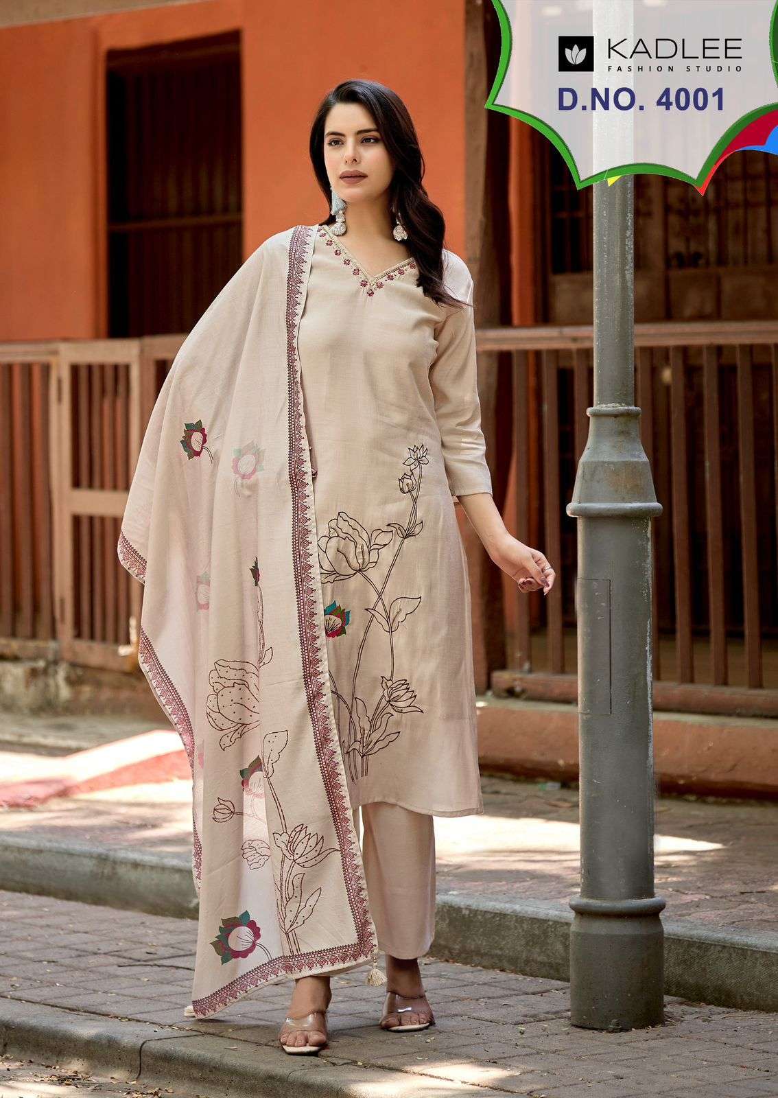 RAAHI SERIES 4001 TO 4006 BY KADLEE DESIGNER HAND AND KHATLI WORK ROMAN SILK TOP WITH BOTTOM AND DUPATTA ARE AVAILABLE AT WHOLESALE PRICE