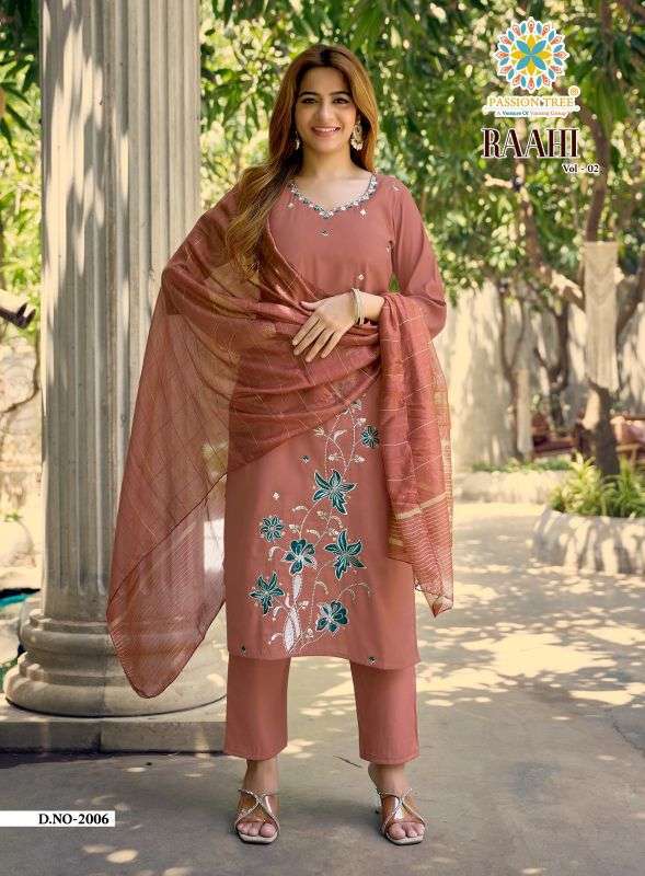RAAHI VOL-2 SERIES 2001 TO 2008 BY PASSION TREE DESIGNER EMBROIDERY WORK ROMAN SILK TOP WITH BOTTOM AND DUPATTA ARE AVAILABLE AT WHOLESALE PRICE