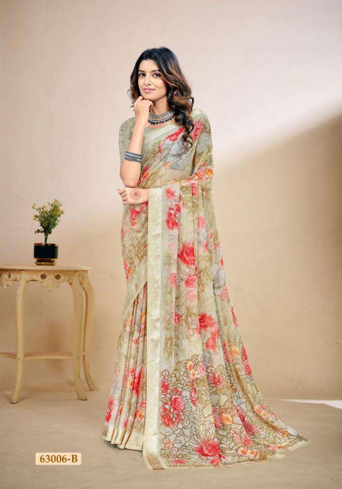 RAINBOW VOL-8 SERIES 63005 TO 63007 SAREE BY RUCHI DESIGNER CHIFFONE SAREES ARE AVAILABLE AT WHOLESALE PRICE