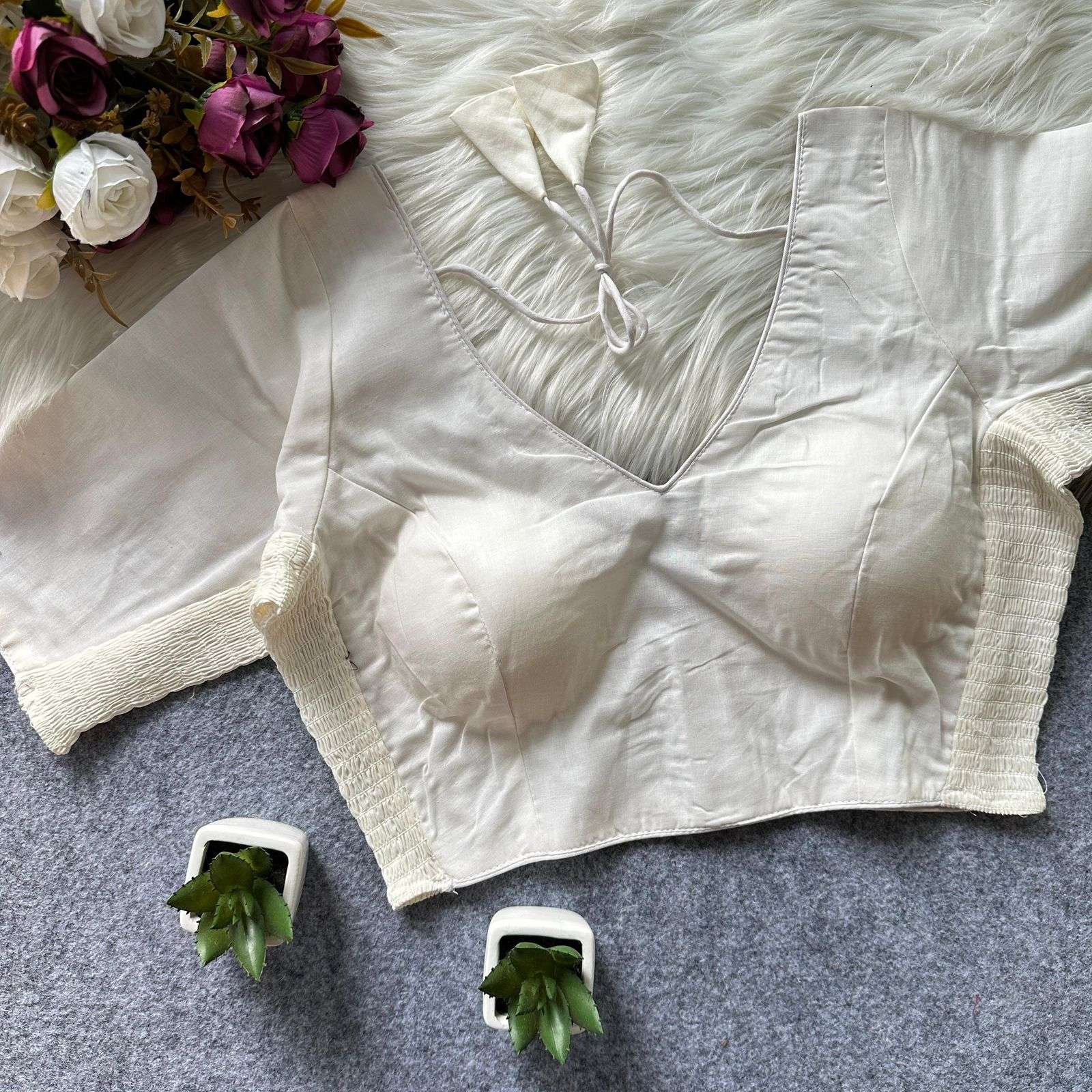 READYMADE BLOUSE SERIES 435 DESIGNER COTTON ELASTIC ATTACHED PARTY WEAR READYMADE BLOUSE ARE AVAILABLE AT WHOLESALE PRICE