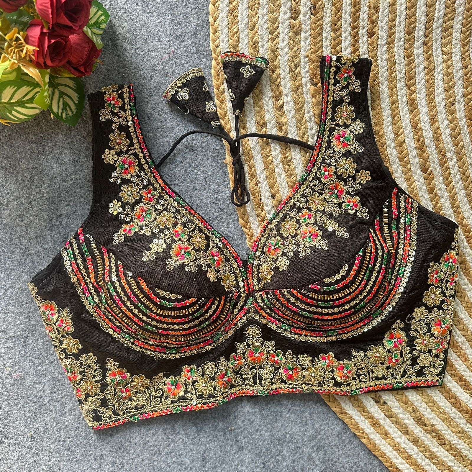 READYMADE BLOUSE SERIES 436 DESIGNER ZARI SEQUENCE AND BEADS WORK ITALIAN SILK TRICOT FUSING READY MADE BLOUSE ARE AVAILABLE AT WHOLESALE PRICE 