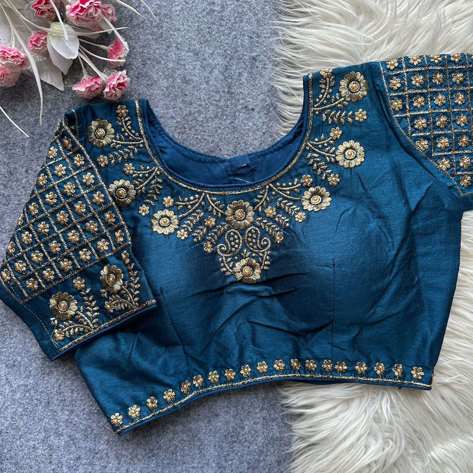 READYMADE BLOUSE SERIES 441 DESIGNER HEAVY EMBROIDERY WORK PHANTAM SILK BRIDAL WEAR READYMADE BLOUSE ARE AVAILABLE AT WHOLESALE PRICE