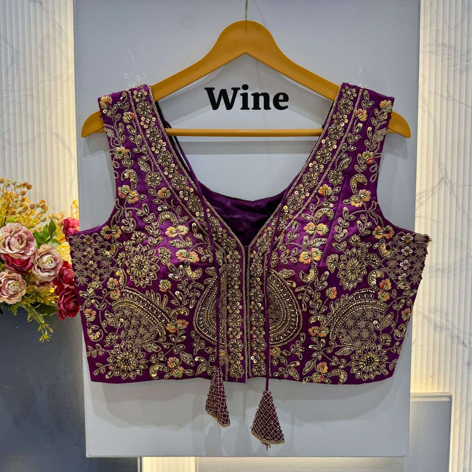 READYMADE BLOUSE SERIES 443 DESIGNER HEAVY CO DING WITH SEQUENCE AND BEADS WORK ITALIAN SILK TRICOT FUSING READYMADE BLOUSE ARE AVAILABLE AT WHOLESALE PRICE