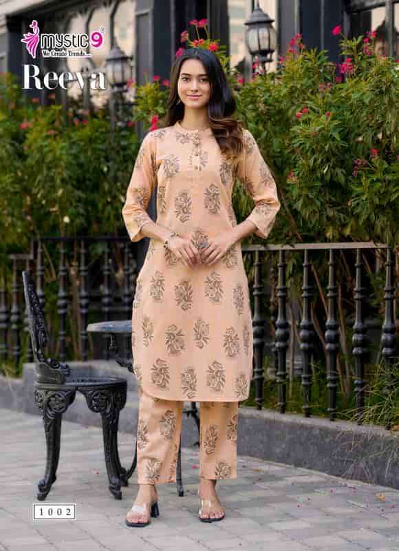 REEVA VOL-1 SERIES 1001 TO 1008 BY MYSTIC 9 DESIGNER PRINTED COTTON FLEX KURTI WITH PANT ARE AVAILABLE AT WHOLESALE PRICE