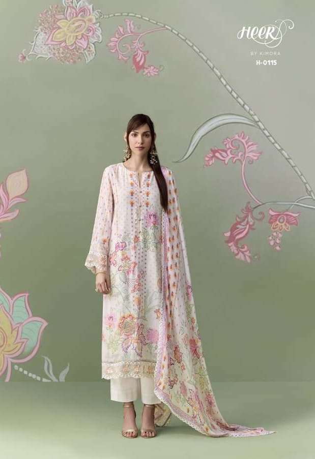 ROSALINE SERIES 111 TO 116 BY HEER KIMORA DESIGNER DIGITAL PRINTED AND RESHAM EMBROIDERY WORK MUSLIN SUITS ARE AVAILABLE AT WHOLESALE PRICE 