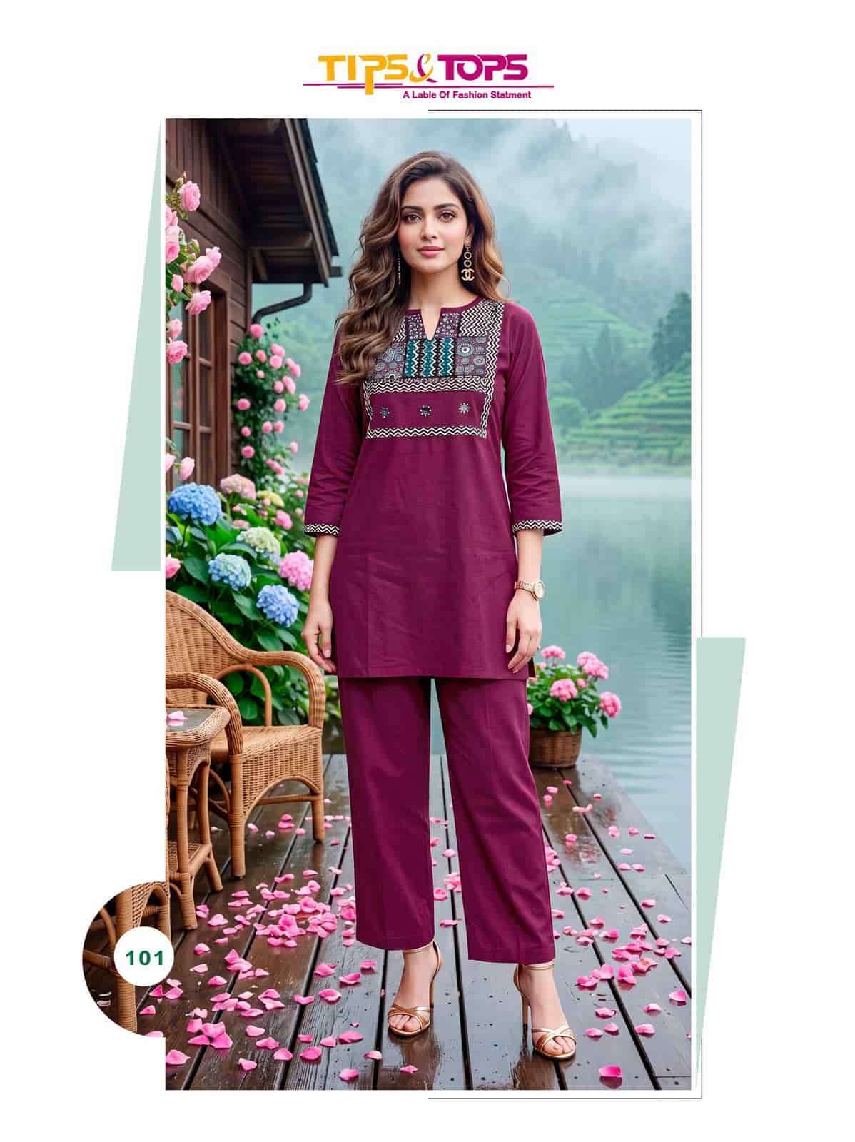 SENORITA VOL-2 SERIES 101 TO 104 BY TIPS & TOPS DESIGNER HAND WORK DHABU COTTON CO ORD SET ARE AVAILABLE AT WHOLESALE PRICE