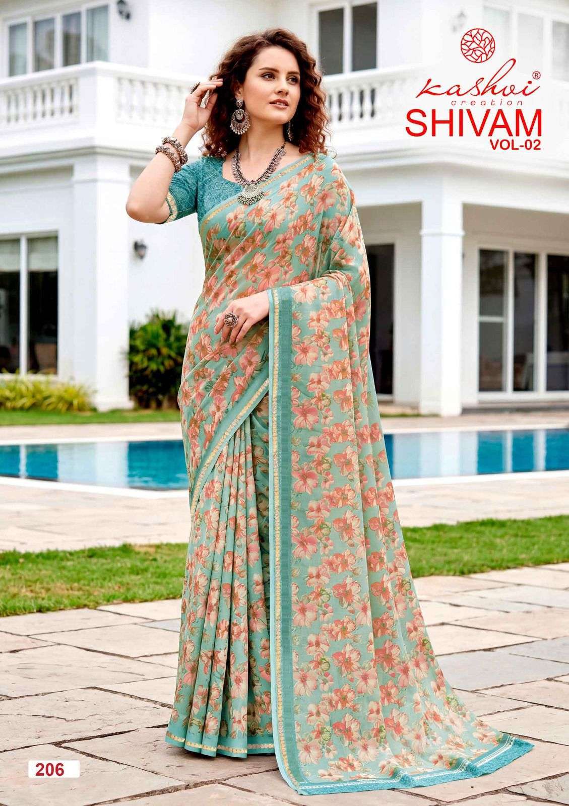 SHIVAM VOL-2 SERIES 201 TO 208 SAREE BY KASHVI DESIGNER VISCOSE BORDER DULL MOSS SAREE ARE AVAILABLE AT WHOLESALE PRICE