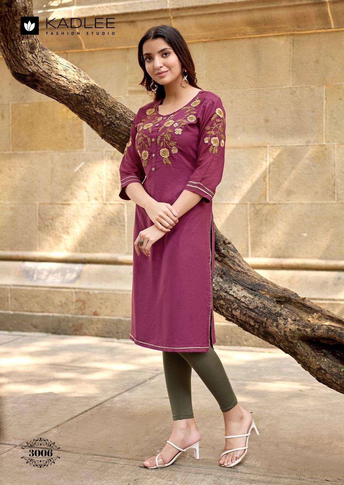 SUCHITRA SERIES 3001 TO 3006 BY KADLEE DESIGNER THREAD AND HAND WORK RAYON KURTI ARE AVAILABLE AT WHOLESALE PRICE
