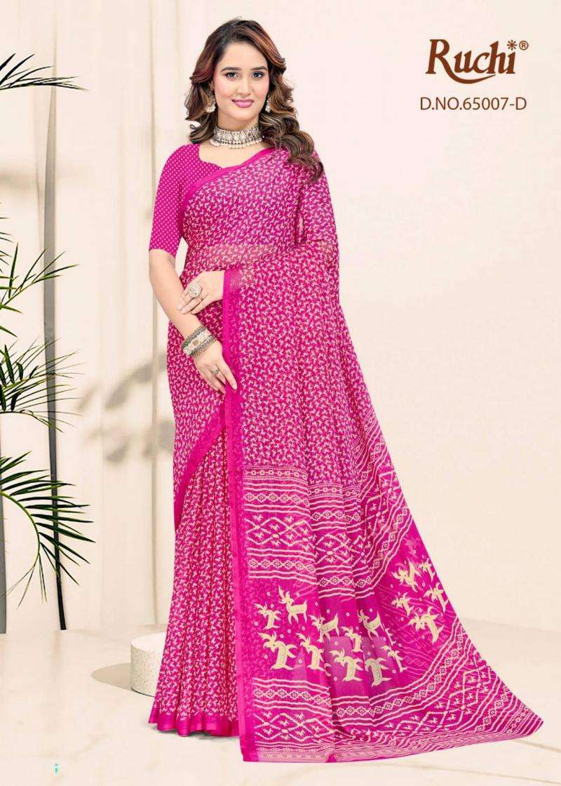 SUPER STAR CHIFFON SERIES 65007 SAREE BY RUCHI DESIGNER PRINTED CHIFFONE SAREE ARE AVAILABLE AT WHOLESALE PRICE