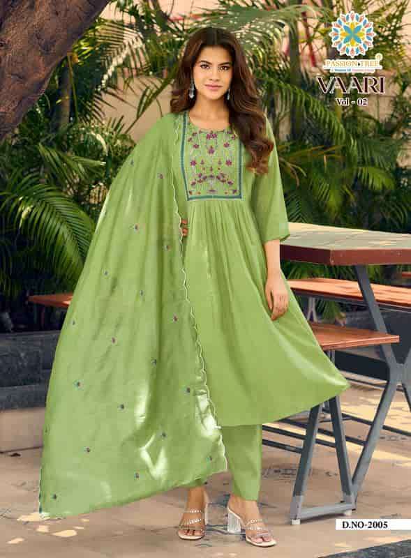 VAARI VOL-2 SERIES 2001 TO 2006 BY PASSION TREE DESIGNER EMBROIDERY WORK MUL CHANDERI KURTI WITH BOTTOM AND DUPATTA ARE AVAILABLE AT WHOLESALE PRICE