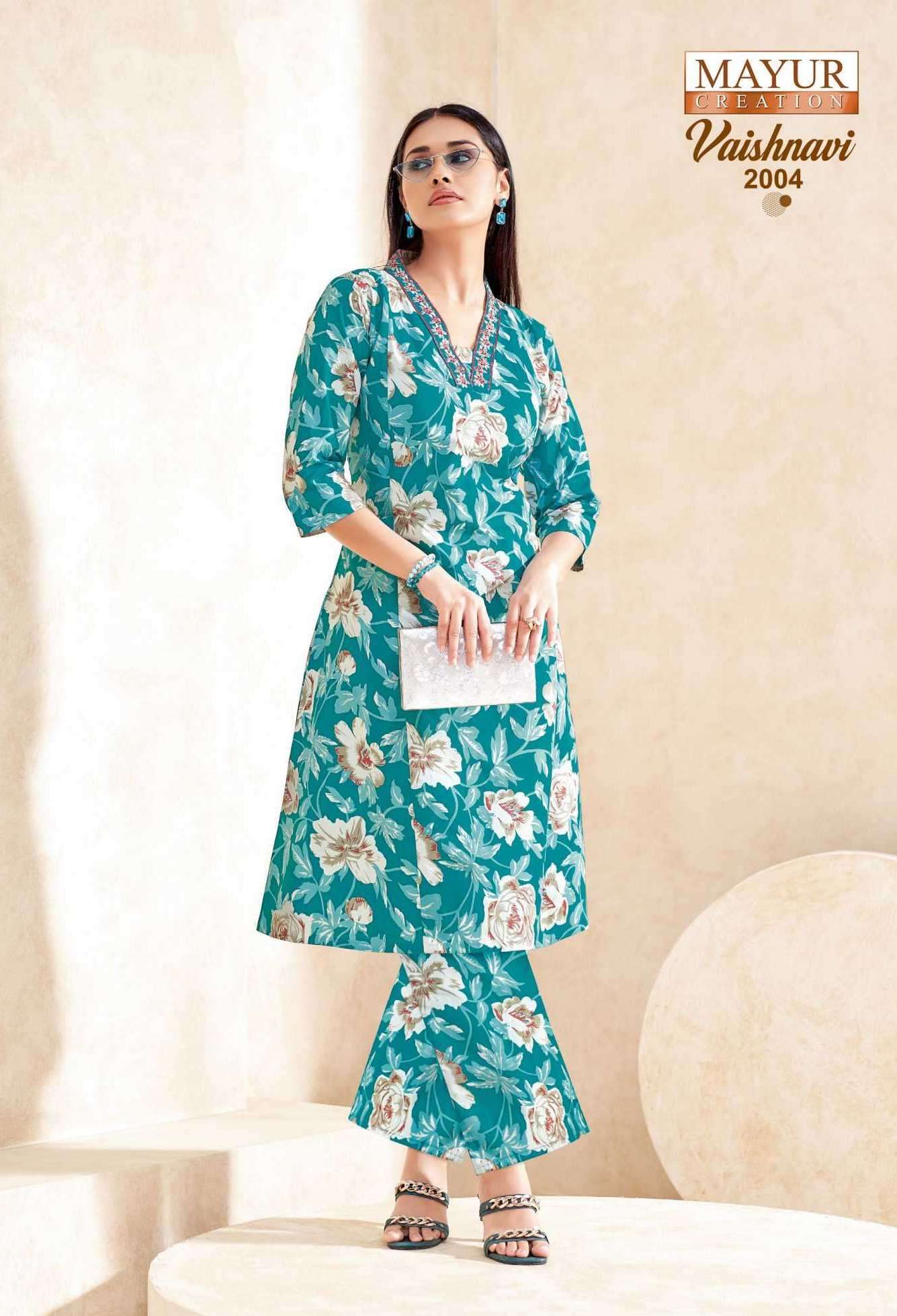 VAISHNAVI VOL-2 SERIES 2001 TO 2010 BY MAYUR DESIGNER PRINTED COTTON KURTI WITH BOTTOM ARE AVAILABLE AT WHOLESALE PRICE