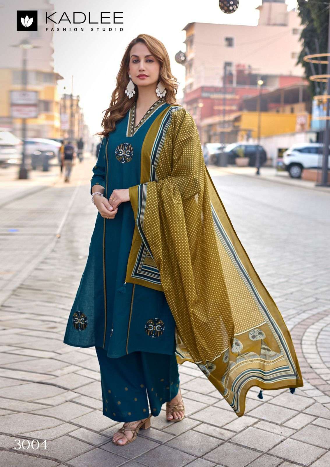VARUNI SERIES 3001 TO 3004 BY KADLEE DESIGNER THREAD AND HAND WORK DHABU COTTON TOP WITH BOTTOM AND DUPATTA ARE AVAILABLE AT WHOLESALE PRICE