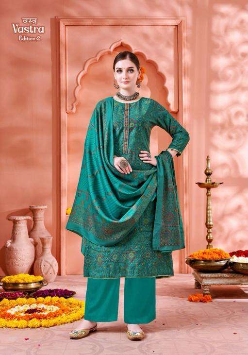 VASTRA SERIES 1360 BY ALOK SUITS DESIGNER DIGITAL PRINTED WITH EMBROIDERY AND KHATLI WORK VISCOSE SILK SUITS ARE AVAILABLE AT WHOLESALE PRICE