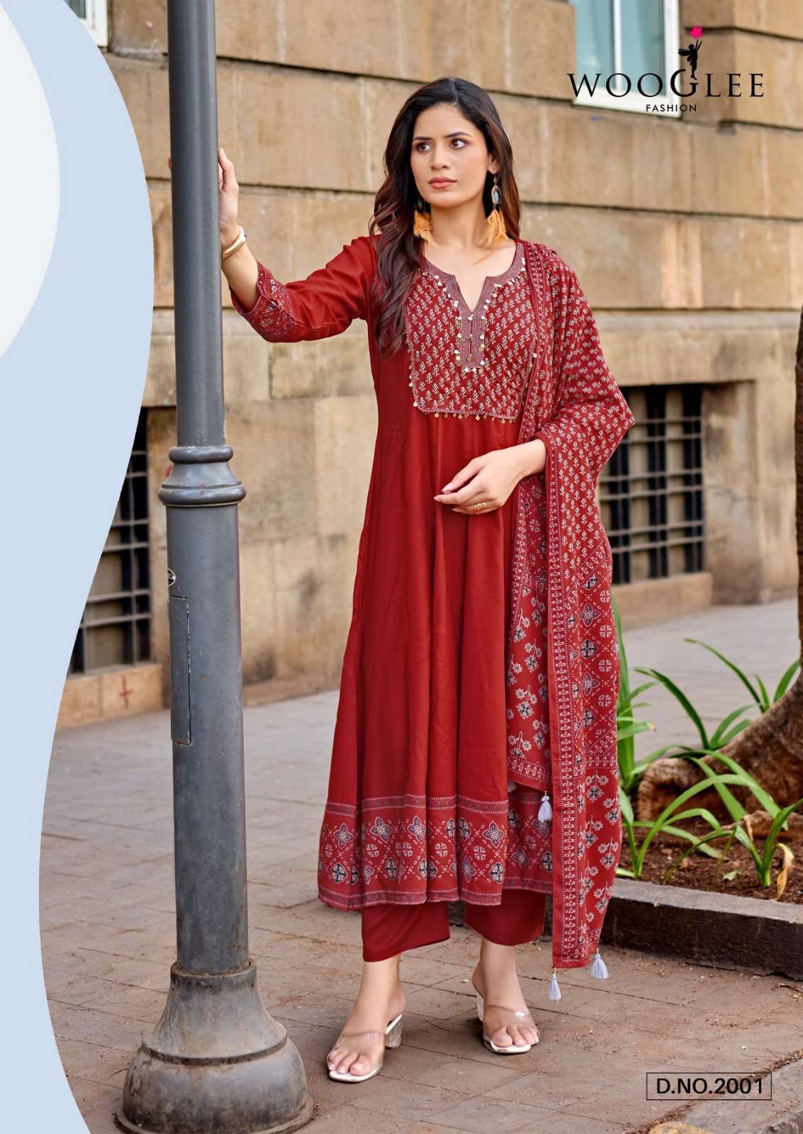 VASTRAL SERIES 2001 TO 2004 BY WOOGLEE DESIGNER RAYON PRINT KURTI WITH BOTTOM AND DUPATTA ARE AVAILABLE AT WHOLESALE PRICE