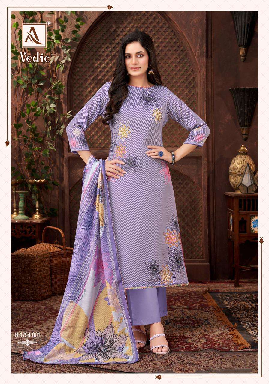 VEDIC SERIES. 1794 BY ALOK SUITS DESIGNER DIGITAL PRINTED AND HAND WORK ZAM SUITS ARE AVAILABLE AT WHOLESALE PRICE 