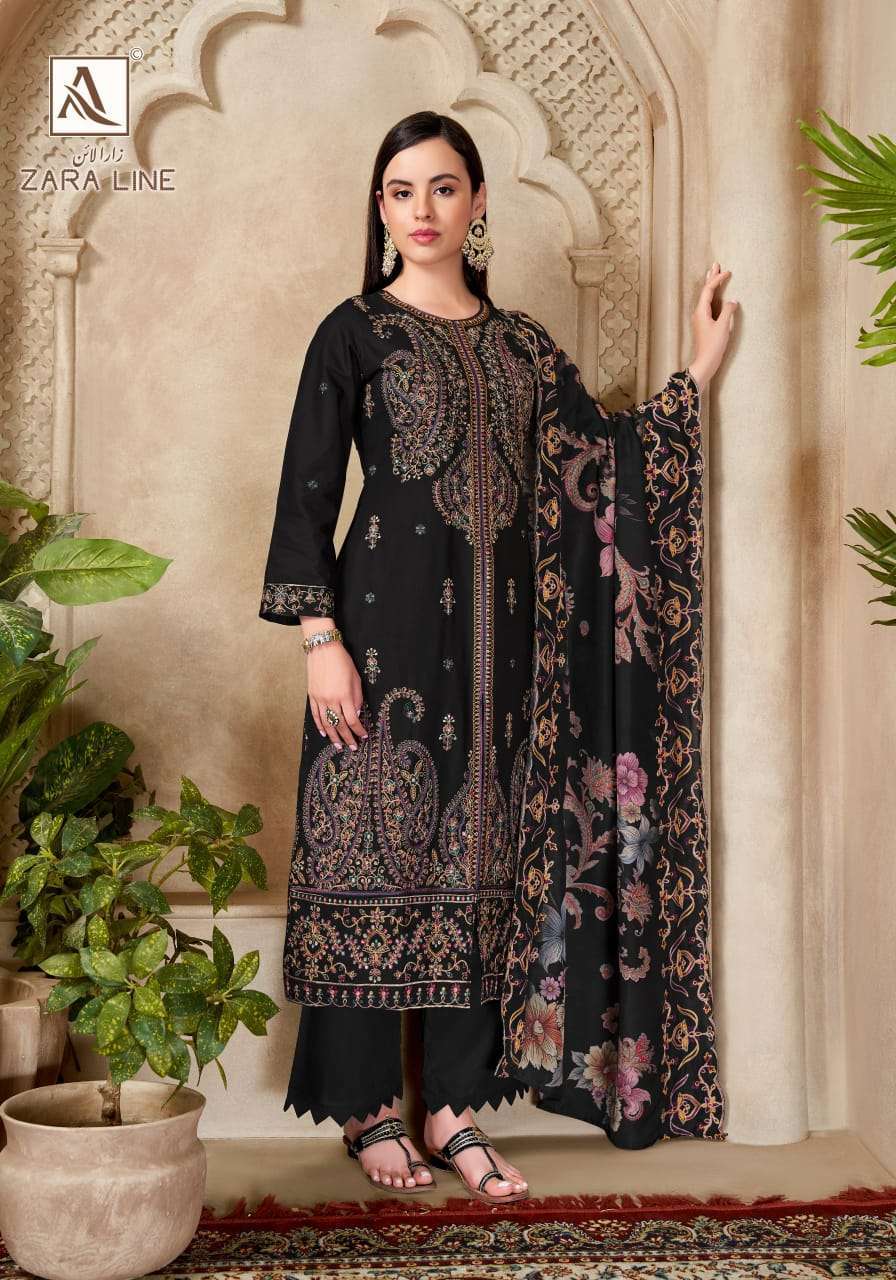 ZARA LINE SERIES 3017 BY ALOK SUITS DESIGNER PRINTED AND WORK CAMBRIC COTTON SUITS ARE AVAILABLE AT WHOLESALE PRICE