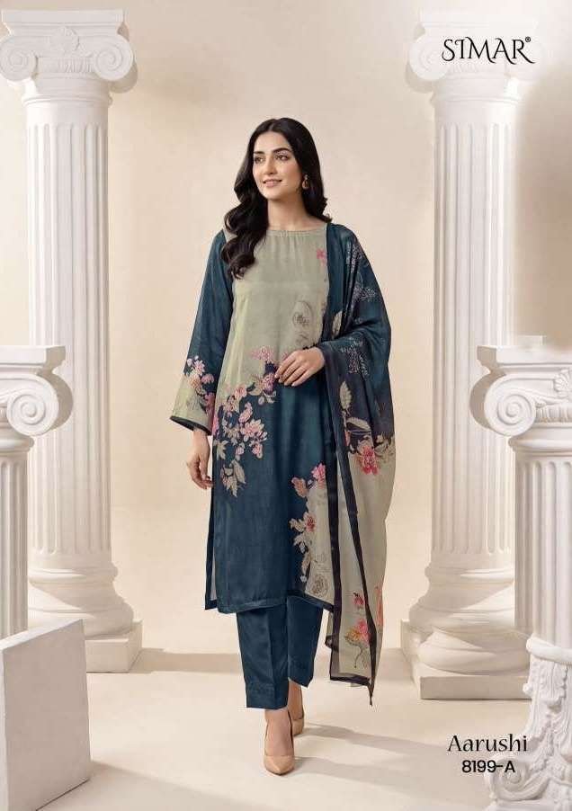 AARUSHI SERIES 8199 BY SIMAR DESIGNER DIGITAL PRINTED AND VISCOSE ORGANZA SUITS ARE AVAILABLE AT WHOLESALE PRICE 
