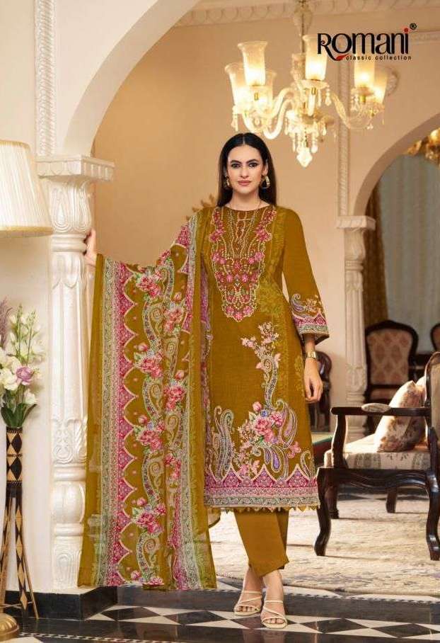 AARZU VOL-35 SERIES 1156 BY ROMANI DESIGNER PRINTED AND WORK SOFT COTTON SUITS ARE AVAILABLE AT WHOLESALE PRICE