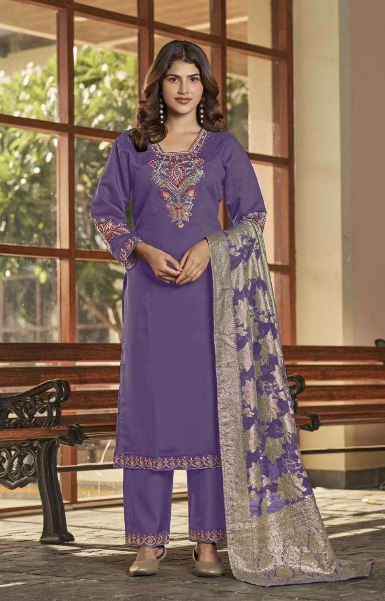 AISHA SERIES 811 BY VAMIKA DESIGNER HAND WORK VISCOSE VATICAN TOP WITH BOTTOM AND DUPATTA ARE AVAILABLE AT WHOLESALE PRICE 