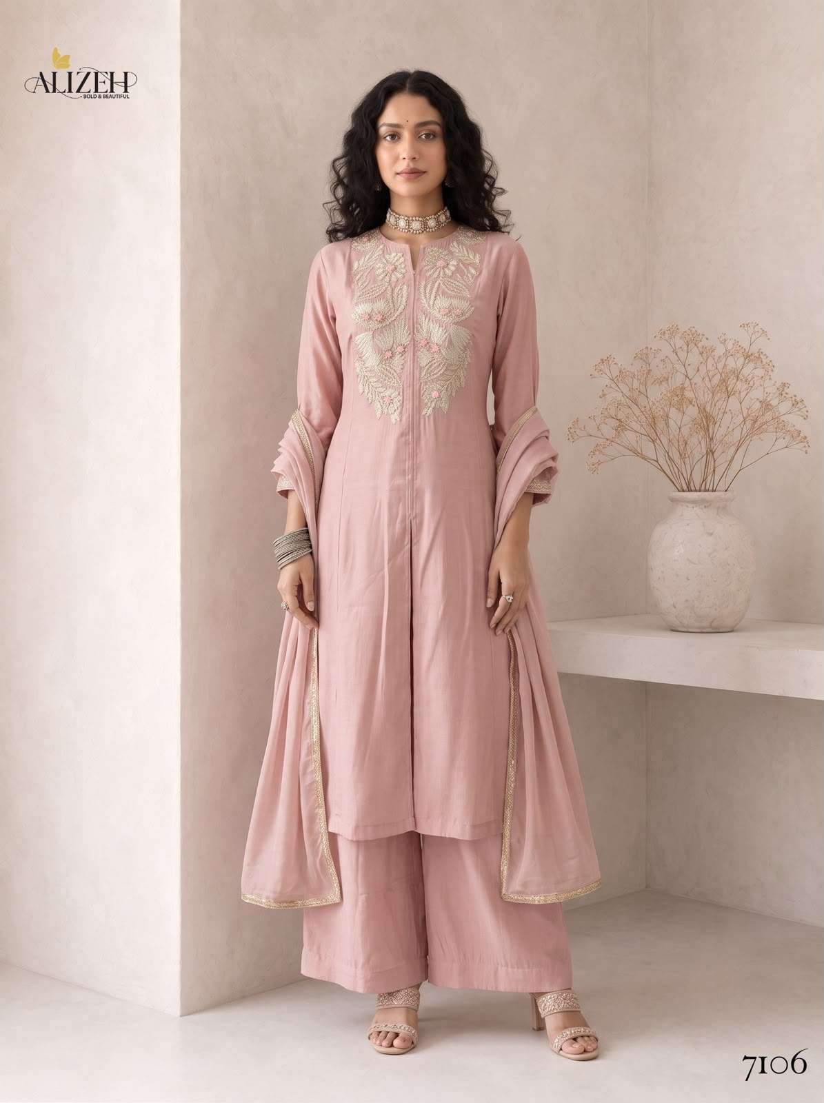 ALIZEH SERIES 7106 TO 7109 DESIGNER WORK ROMAN SILK A LINE ANARKALI READYMADE SUITS ARE AVAILABLE AT WHOLESALE PRICE