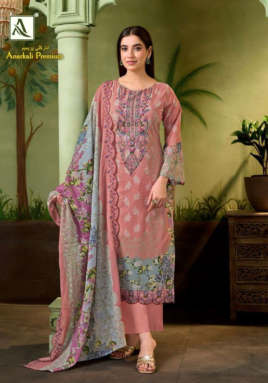 ANARKALI PREMIUM SERIES 3075 BY ALOK SUITS DESIGNER PRINTED AND EMBROIDERY WORK CAMBRIC COTTON SUITS ARE AVAILABLE AT WHOLESALE PRICE